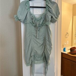 Mint Green Square Neck Mini Dress - Size M